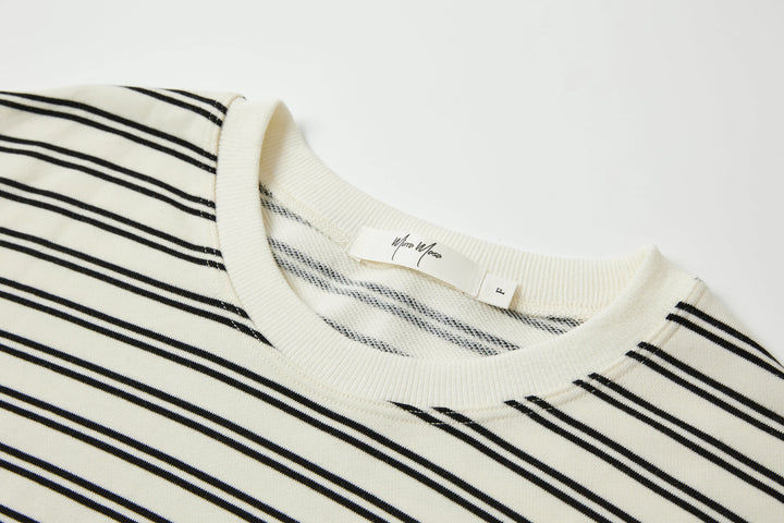 An image of a   OS4Q2S6 Stripe Crewneck Top by  Mirra Masa