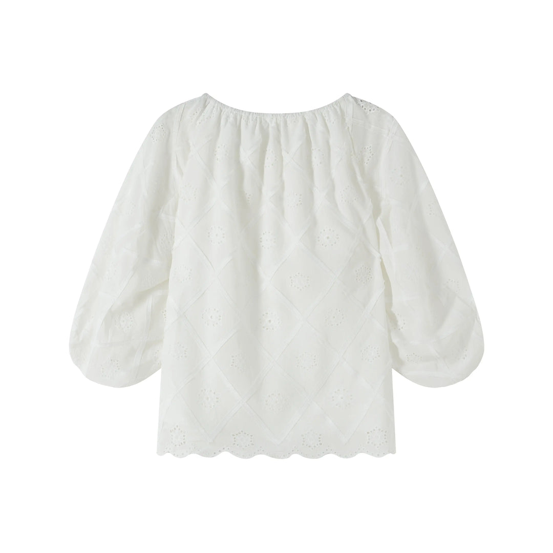 An image of a   OS6L0M6 Floral Laced Blouse by  Mirra Masa