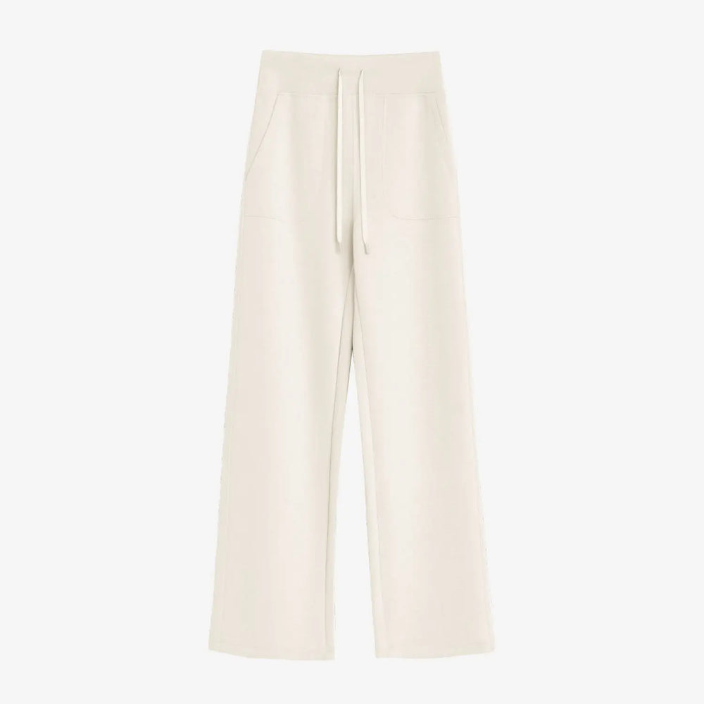 An image of a  Beige-Extra-large PT43YS6 Soft-Touch High-Rise Pants by  Mirra Masa