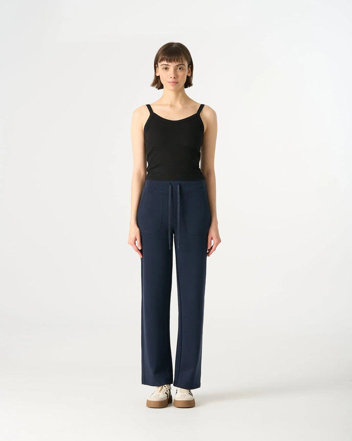 An image of a  Dark Blue / Large PT43YS6 Soft-Touch High-Rise Pants by  Mirra Masa