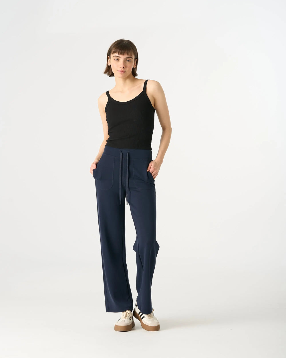 An image of a   PT43YS6 Soft-Touch High-Rise Pants by  Mirra Masa