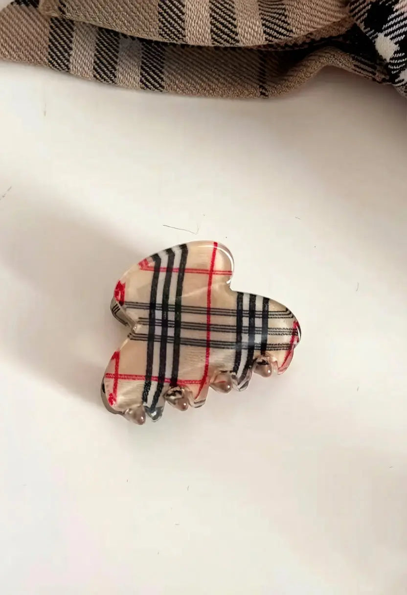 An image of a   Plaid Clover Hair Claw Mini Pair by  Mirra Masa