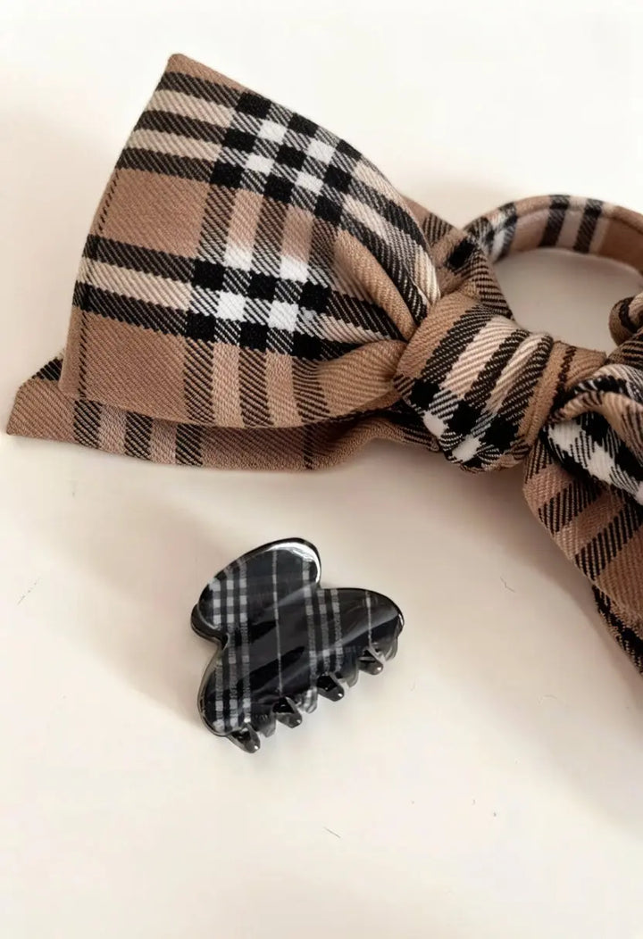 An image of a   Plaid Clover Hair Claw Mini Pair by  Mirra Masa