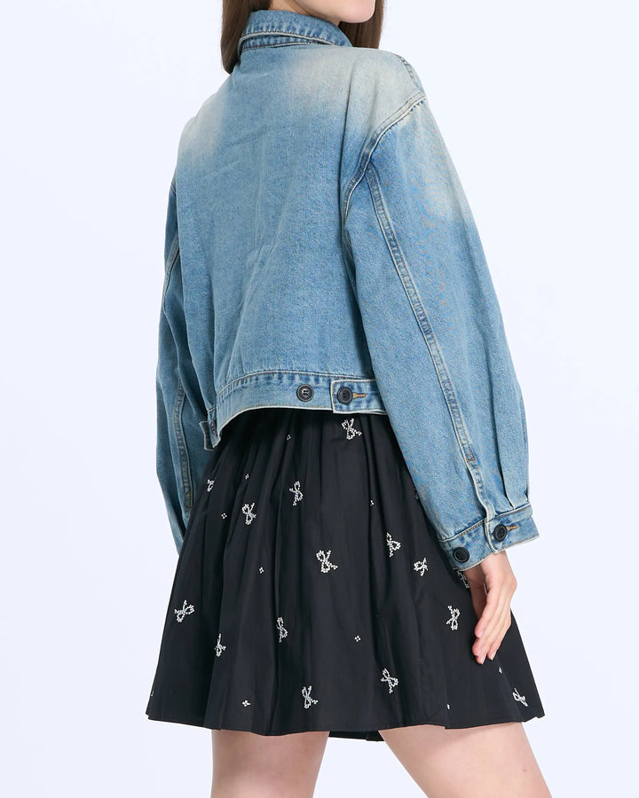An image of a   S0386 Cropped Denim Jacket by  Mirra Masa