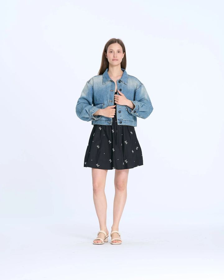 An image of a   S0386 Cropped Denim Jacket by  Mirra Masa