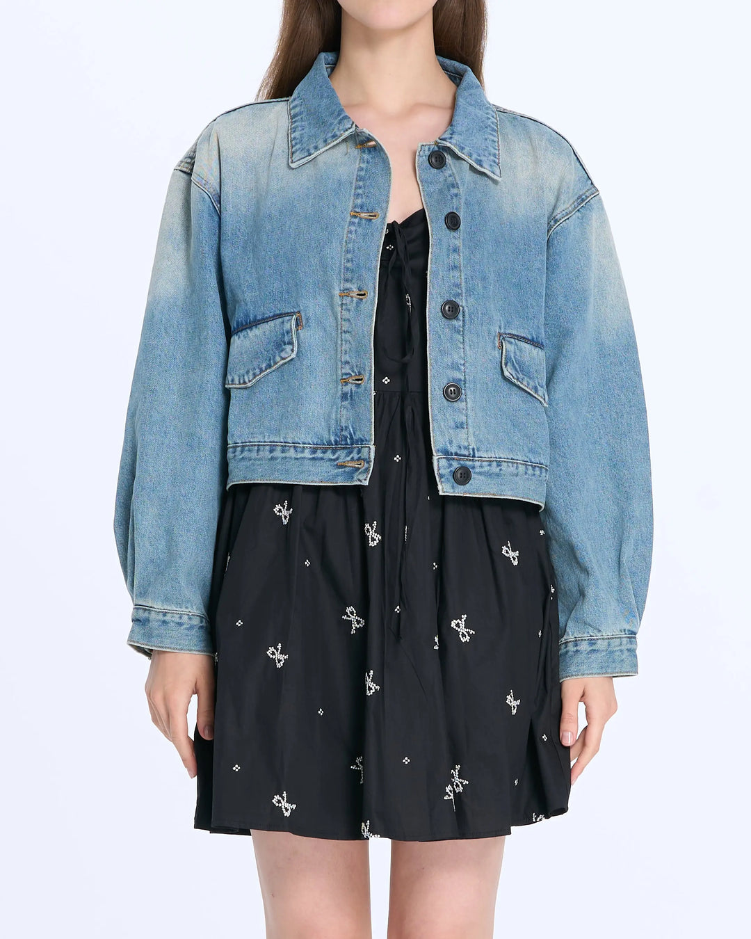 An image of a   S0386 Cropped Denim Jacket by  Mirra Masa