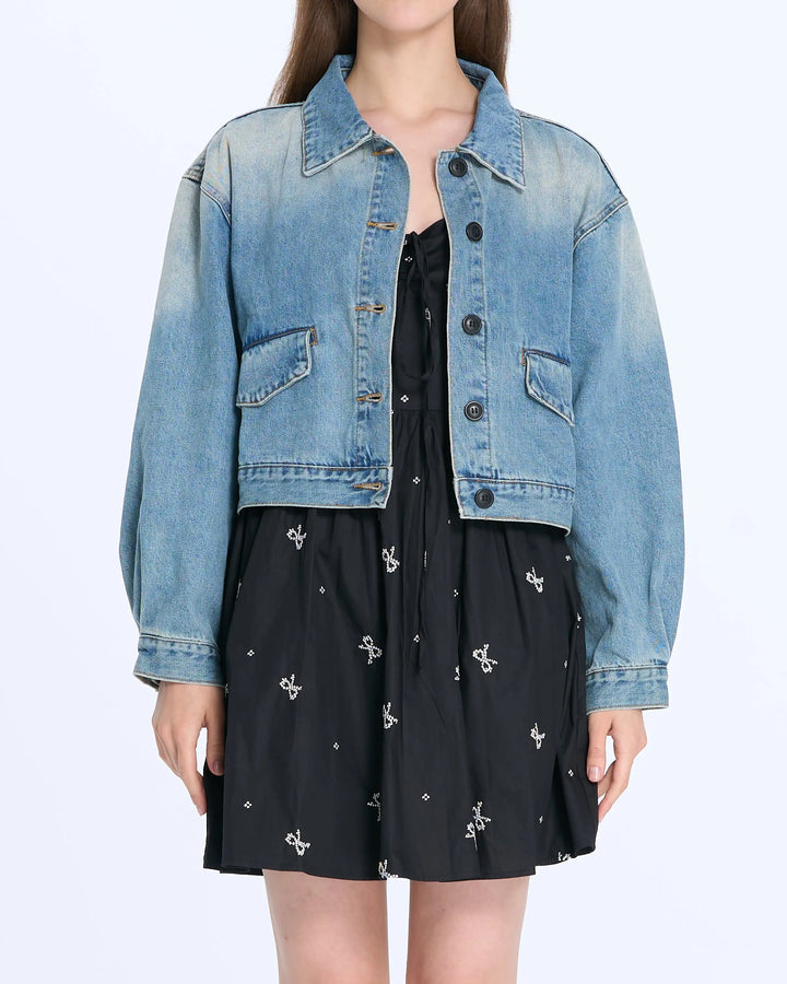 An image of a   S0386 Cropped Denim Jacket by  Mirra Masa