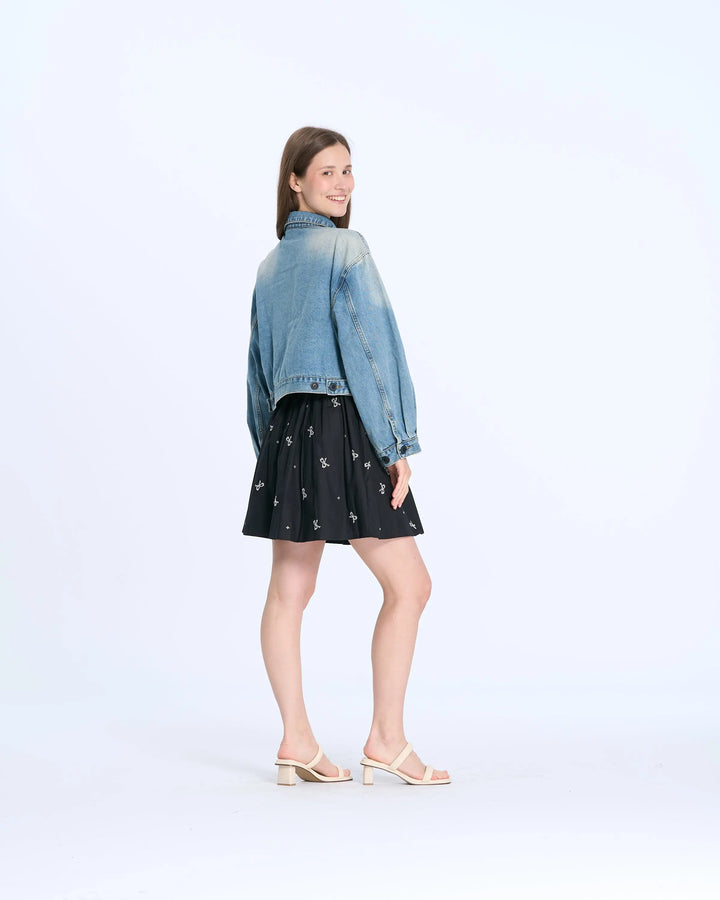 An image of a   S0386 Cropped Denim Jacket by  Mirra Masa
