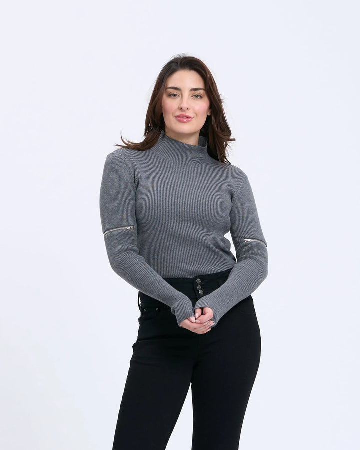 An image of a  Gray-onesize S051 Day to Night Rib Knit by  Mirra Masa