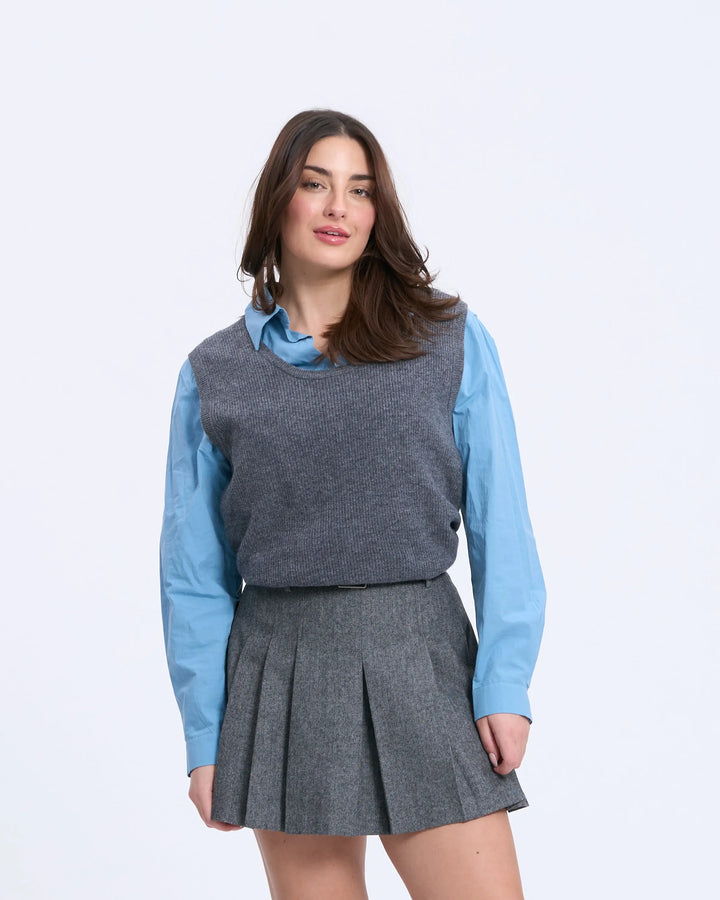An image of a  Gray-onesize S1094 Sweater Vest by  Mirra Masa