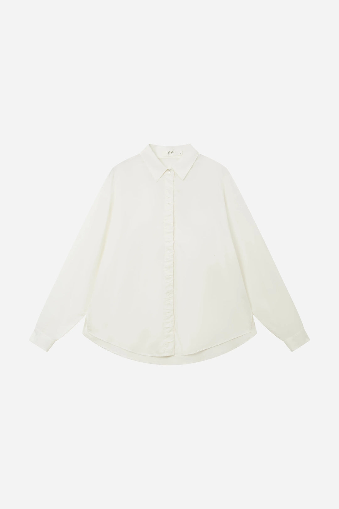 An image of a   S11309 Ruffle Placket Tencel Shirt by  Mirra Masa