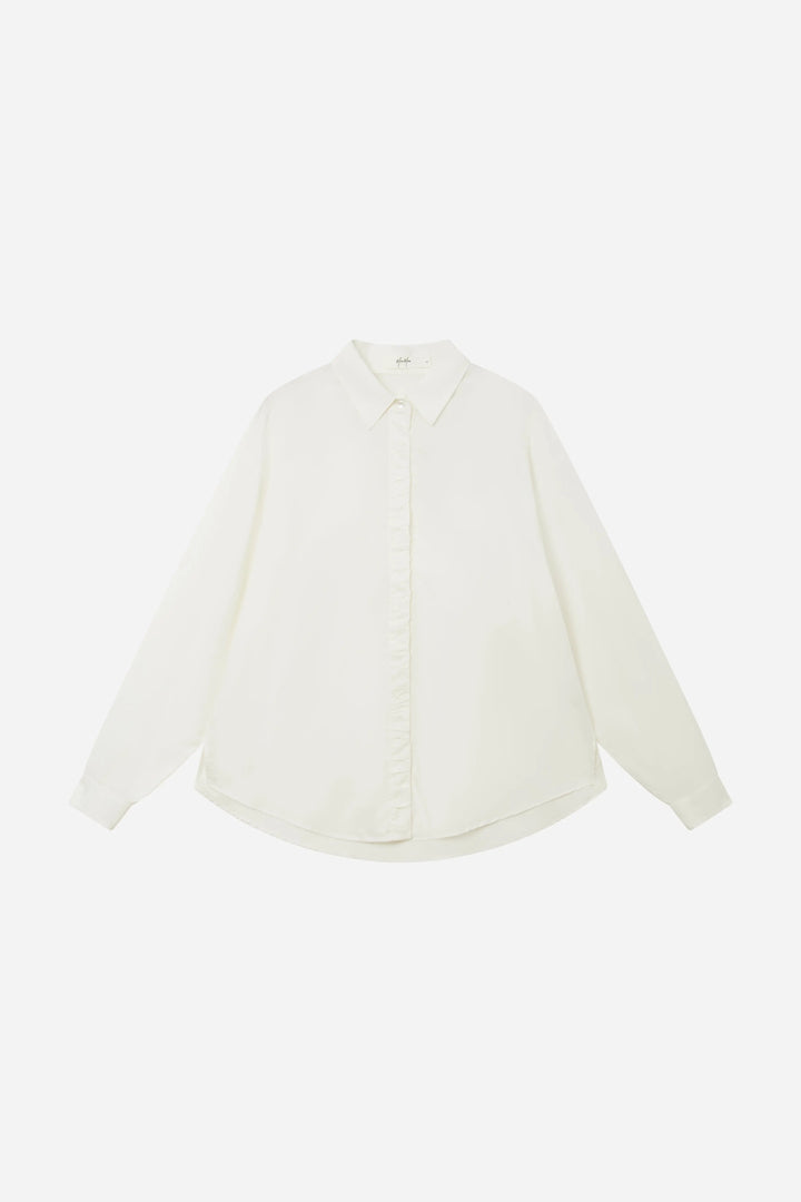 An image of a   S11309 Ruffle Placket Tencel Shirt by  Mirra Masa