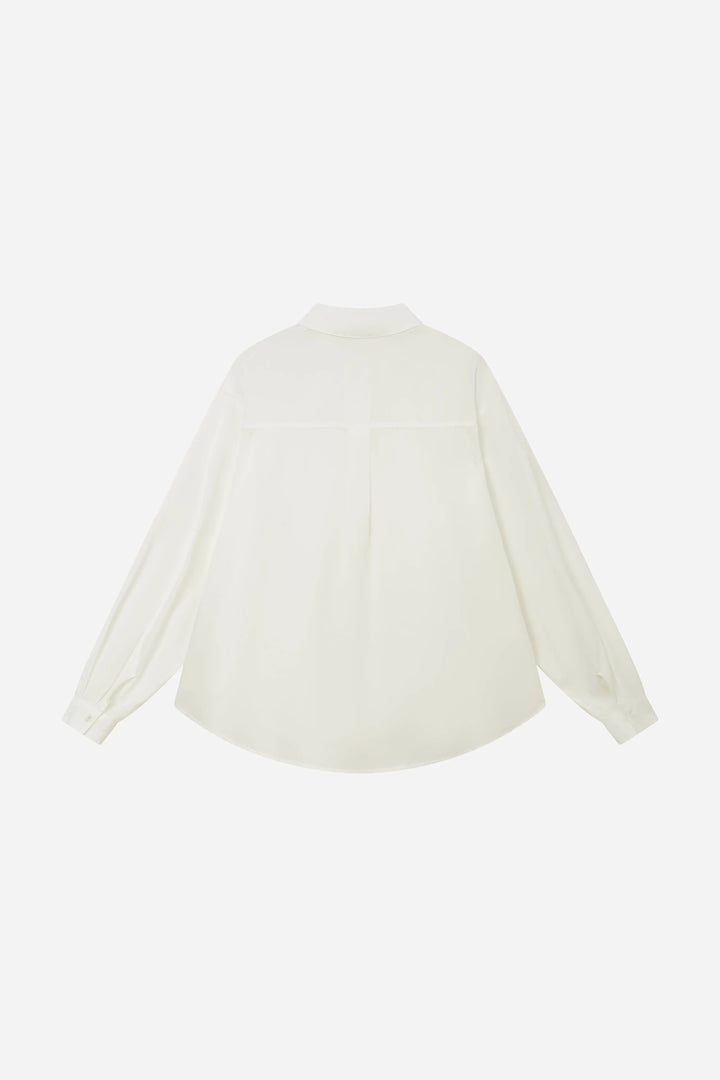 An image of a   S11309 Ruffle Placket Tencel Shirt by  Mirra Masa