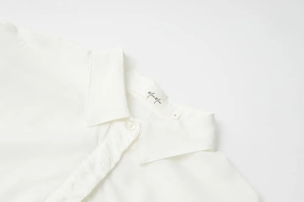 An image of a   S11309 Ruffle Placket Tencel Shirt by  Mirra Masa