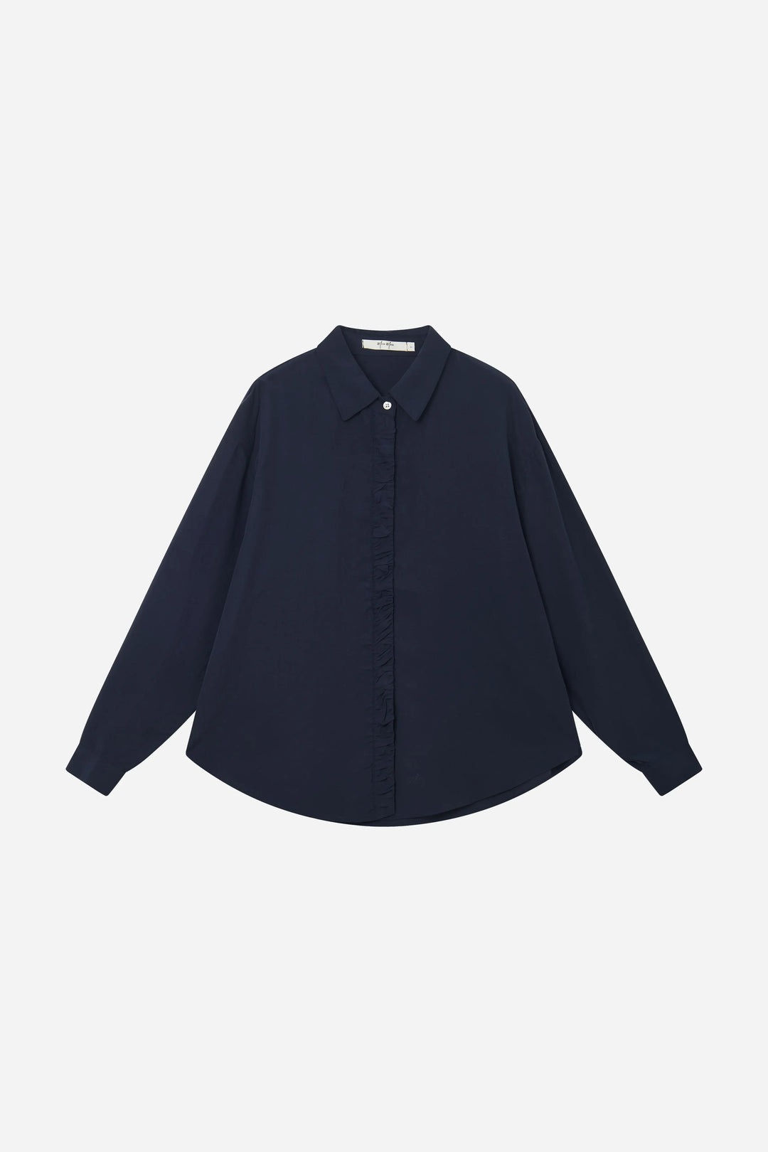 An image of a   S11309 Ruffle Placket Tencel Shirt by  Mirra Masa