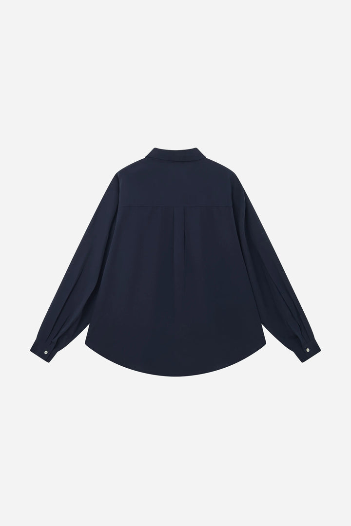 An image of a   S11309 Ruffle Placket Tencel Shirt by  Mirra Masa