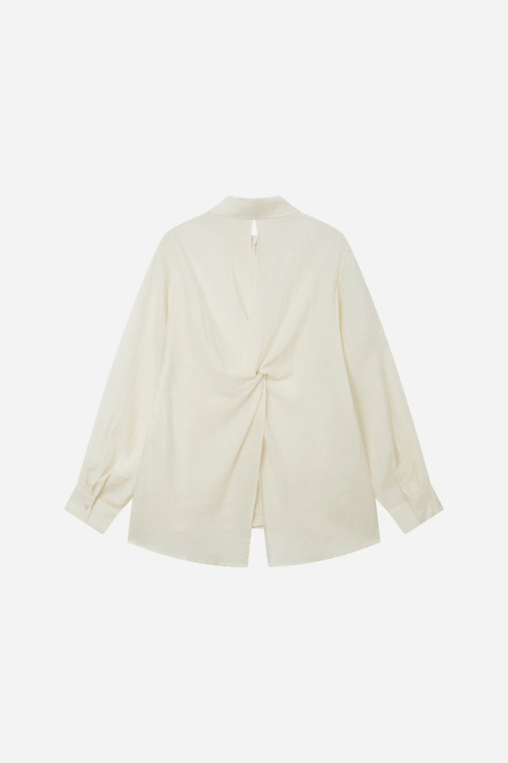 An image of a   S11875 Split Back Lyocell Linen Shirt by  Mirra Masa