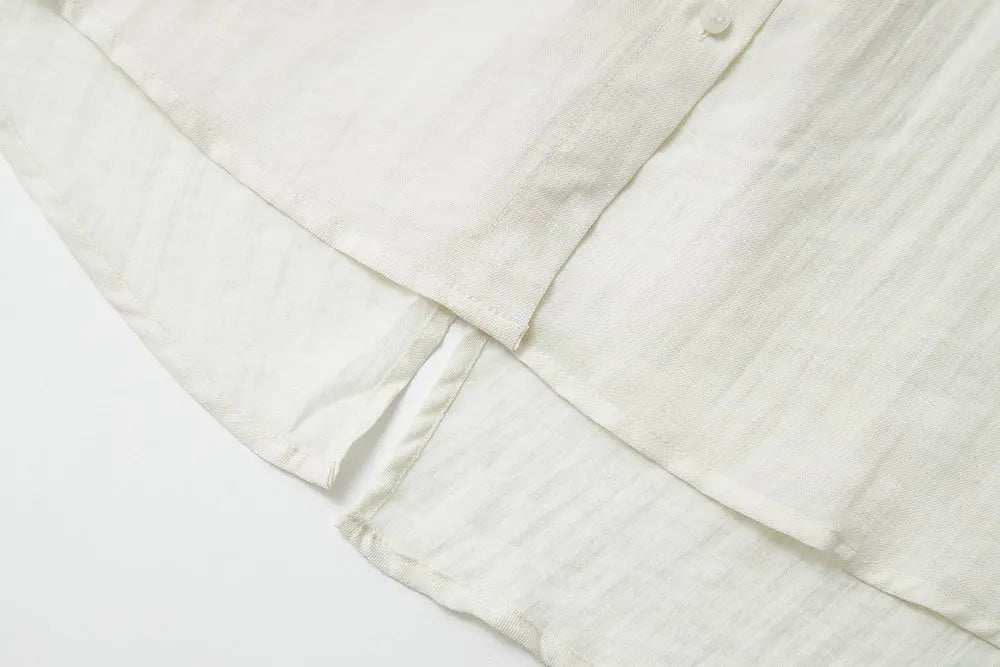 An image of a   S11875 Split Back Lyocell Linen Shirt by  Mirra Masa