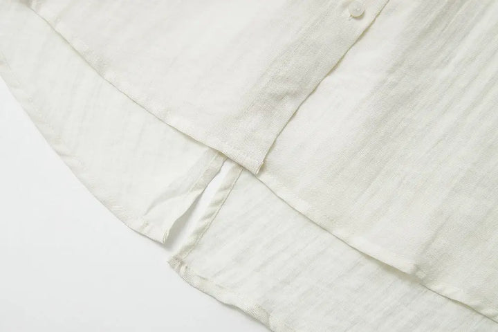 An image of a   S11875 Split Back Lyocell Linen Shirt by  Mirra Masa