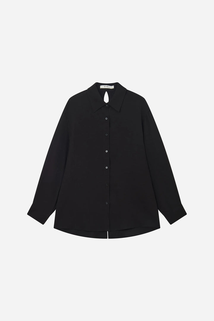 An image of a   S11875 Split Back Lyocell Linen Shirt by  Mirra Masa