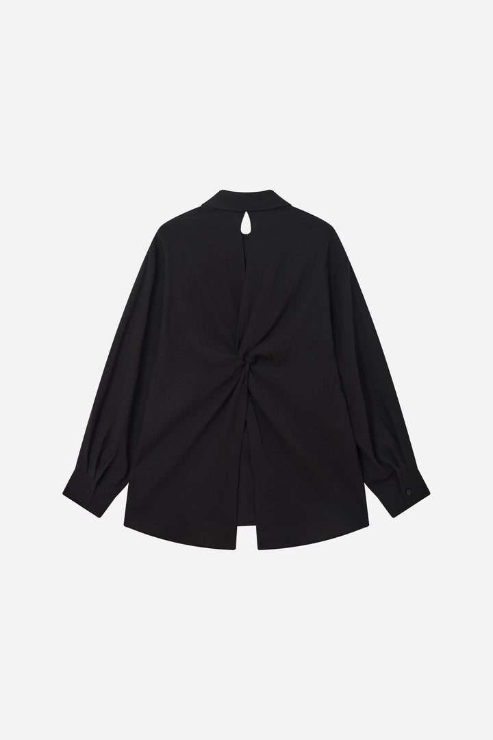 An image of a   S11875 Split Back Lyocell Linen Shirt by  Mirra Masa