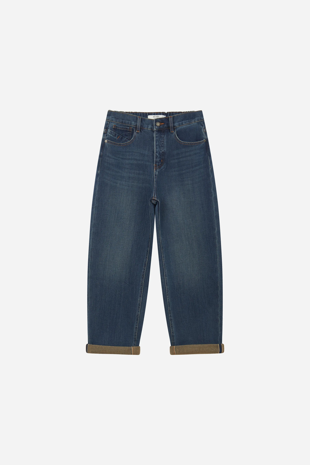 An image of a   S12766 Fleece Lined Elastic Waist Jeans by  Mirra Masa