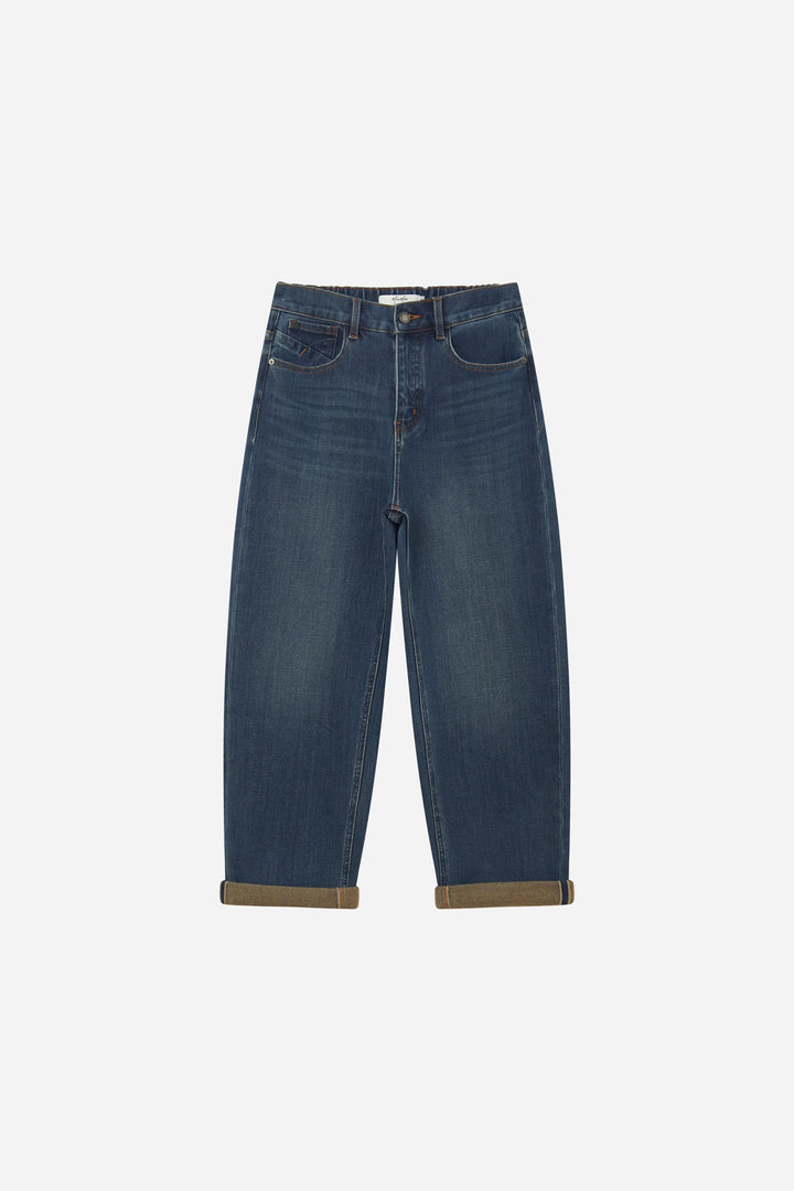 An image of a   S12766 Fleece Lined Elastic Waist Jeans by  Mirra Masa