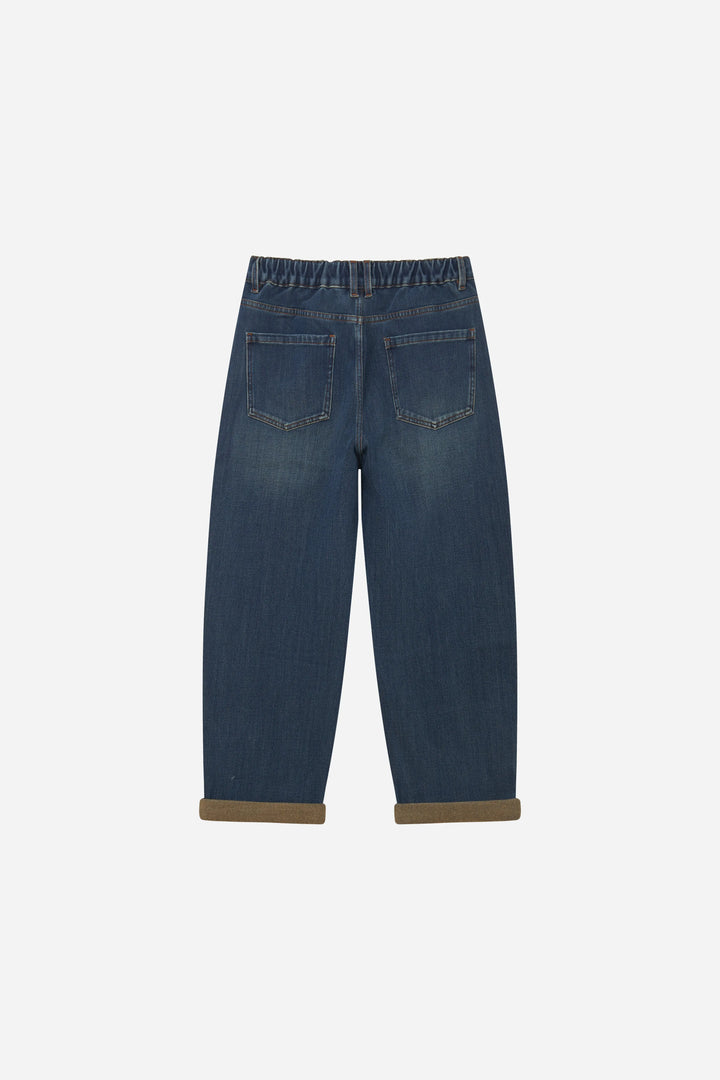 An image of a   S12766 Fleece Lined Elastic Waist Jeans by  Mirra Masa