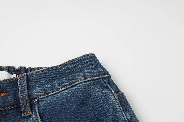 An image of a   S12766 Fleece Lined Elastic Waist Jeans by  Mirra Masa