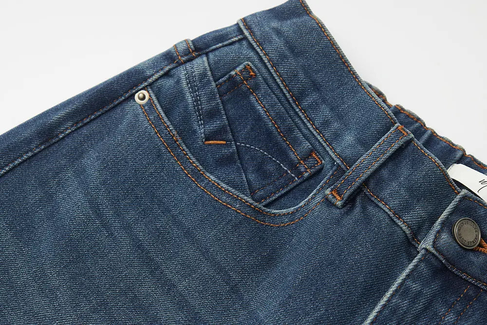 An image of a   S12766 Fleece Lined Elastic Waist Jeans by  Mirra Masa