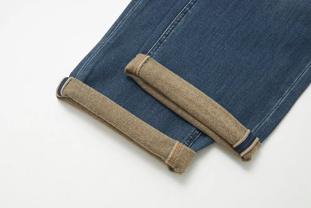 An image of a   S12766 Fleece Lined Elastic Waist Jeans by  Mirra Masa