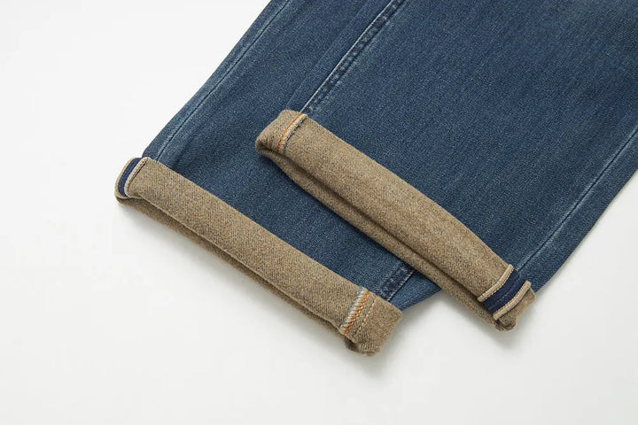 An image of a   S12766 Fleece Lined Elastic Waist Jeans by  Mirra Masa