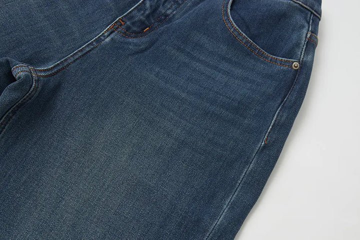 An image of a   S12766 Fleece Lined Elastic Waist Jeans by  Mirra Masa