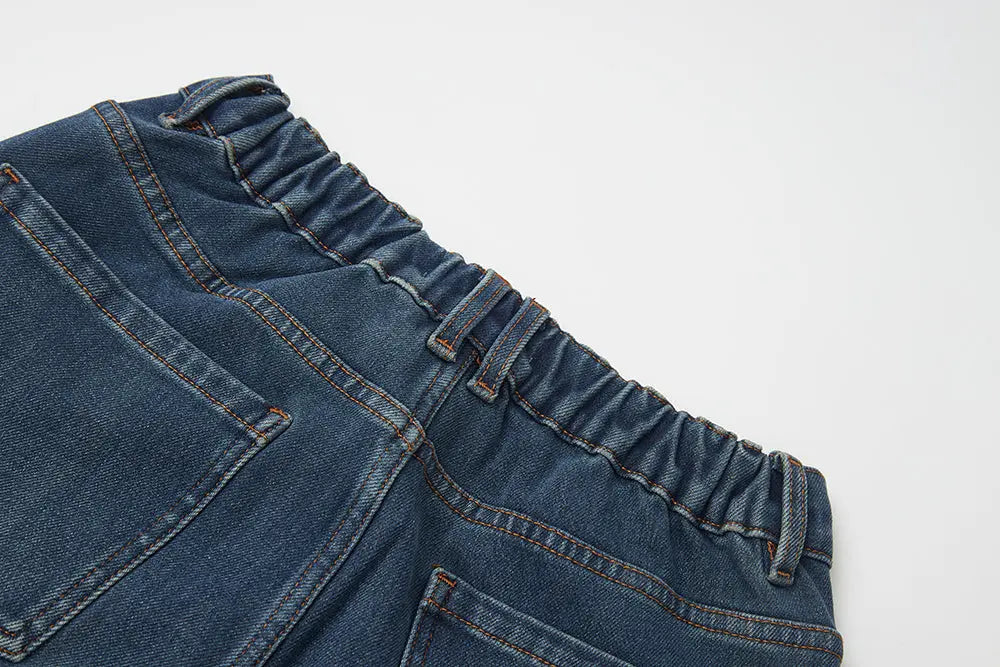 An image of a   S12766 Fleece Lined Elastic Waist Jeans by  Mirra Masa