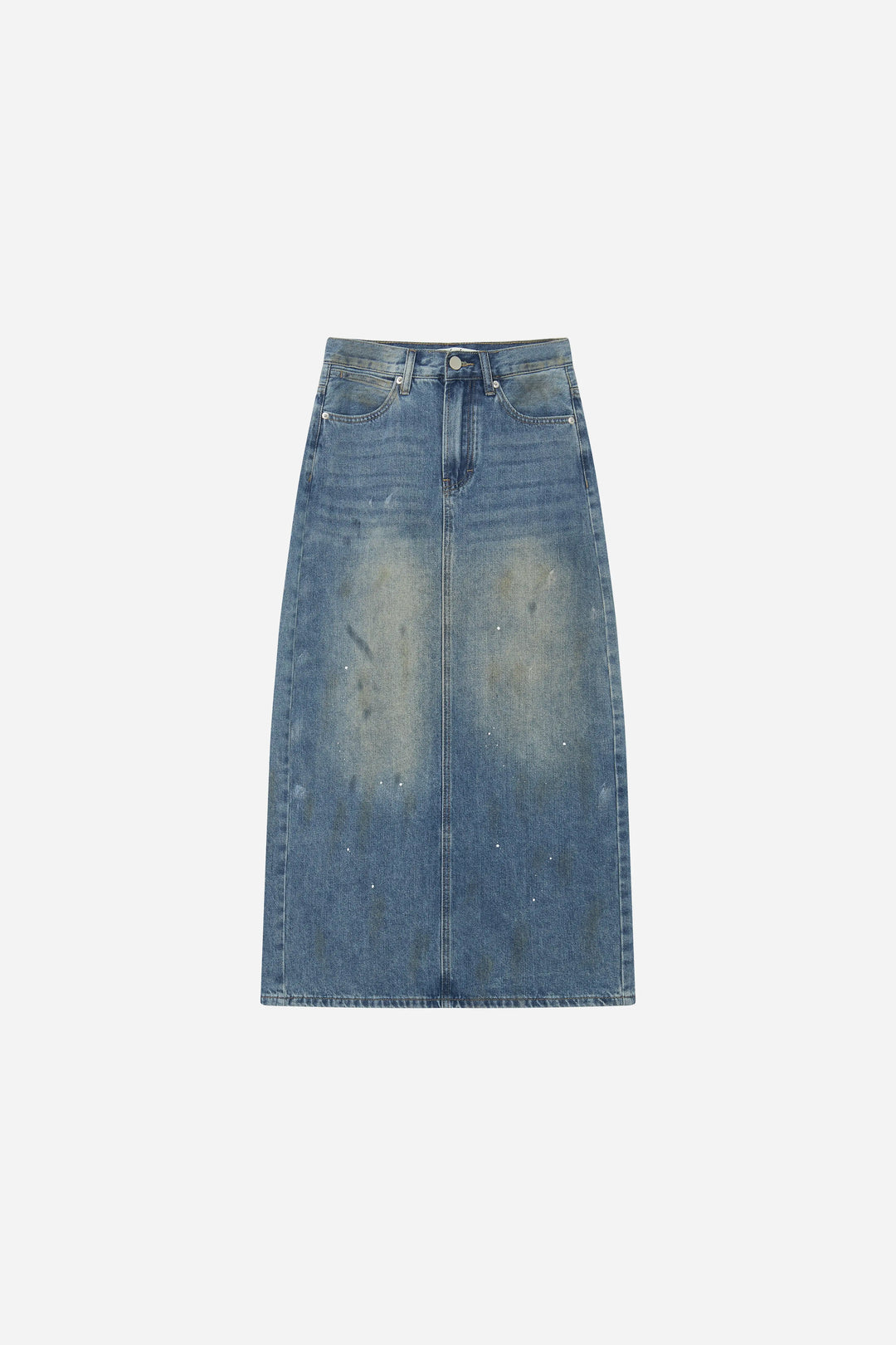 An image of a   S20036 Vintage Wash Denim Skirt by  Mirra Masa