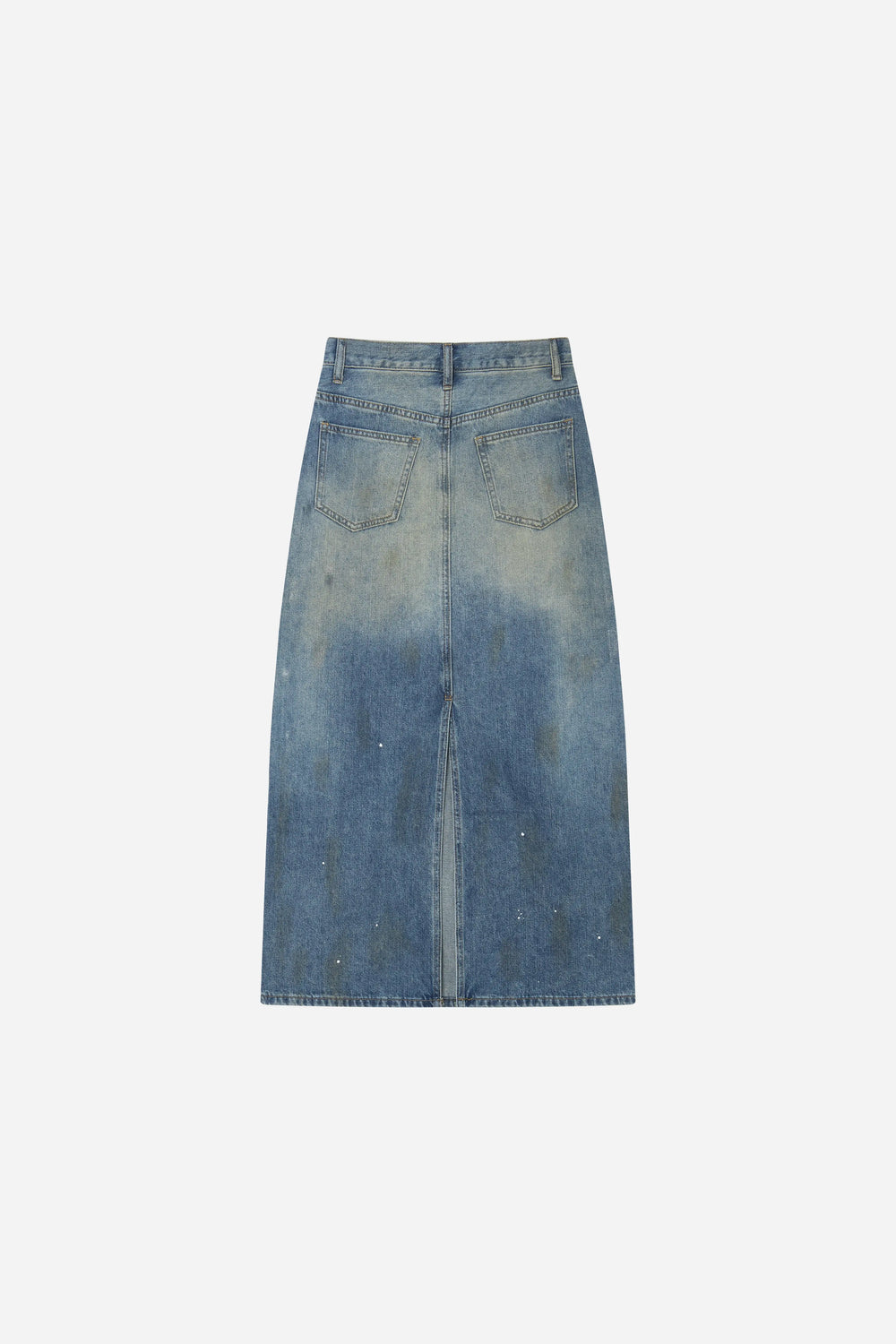 An image of a   S20036 Vintage Wash Denim Skirt by  Mirra Masa