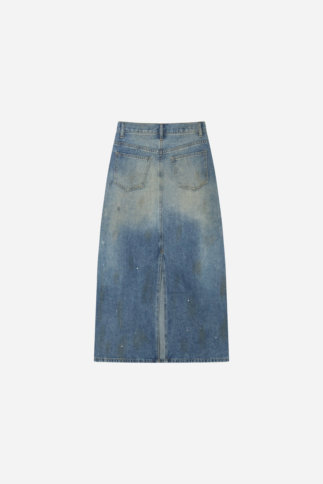 An image of a   S20036 Vintage Wash Denim Skirt by  Mirra Masa
