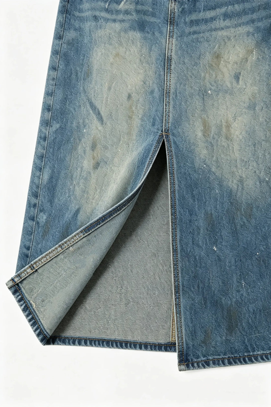 An image of a   S20036 Vintage Wash Denim Skirt by  Mirra Masa