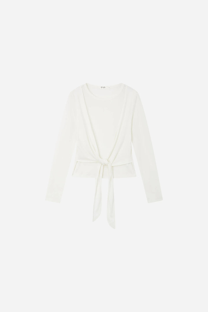 An image of a   S21147 Tie-Front Layered Top by  Mirra Masa