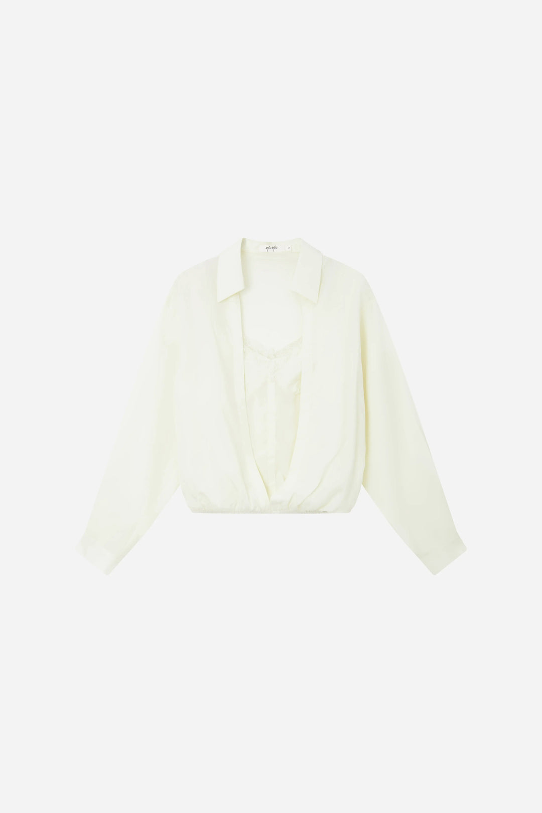 An image of a   S21346 Layered Lace Trim Blouse by  Mirra Masa