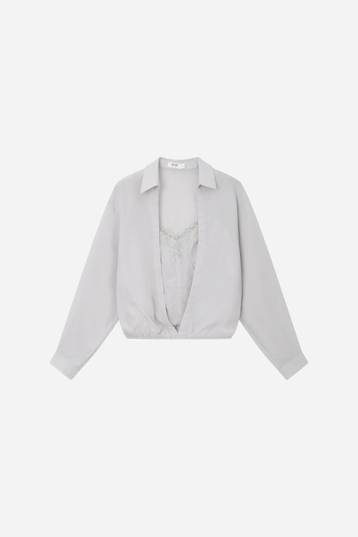An image of a   S21346 Layered Lace Trim Blouse by  Mirra Masa