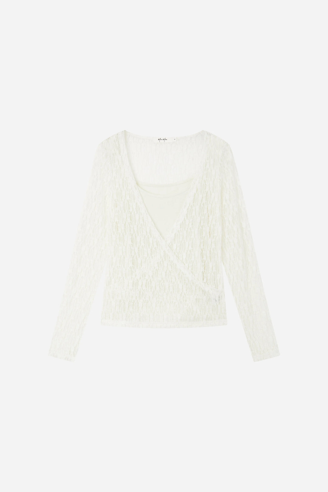 An image of a   S21482OL Lace Wrap Top by  Mirra Masa