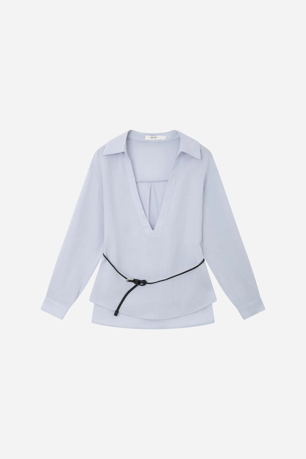 An image of a   S21618 Plunging V-Neck Blouse by  Mirra Masa