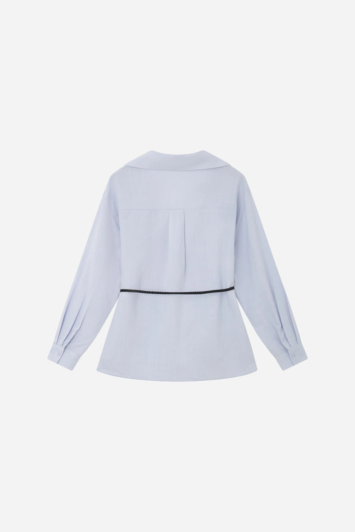 An image of a   S21618 Plunging V-Neck Blouse by  Mirra Masa