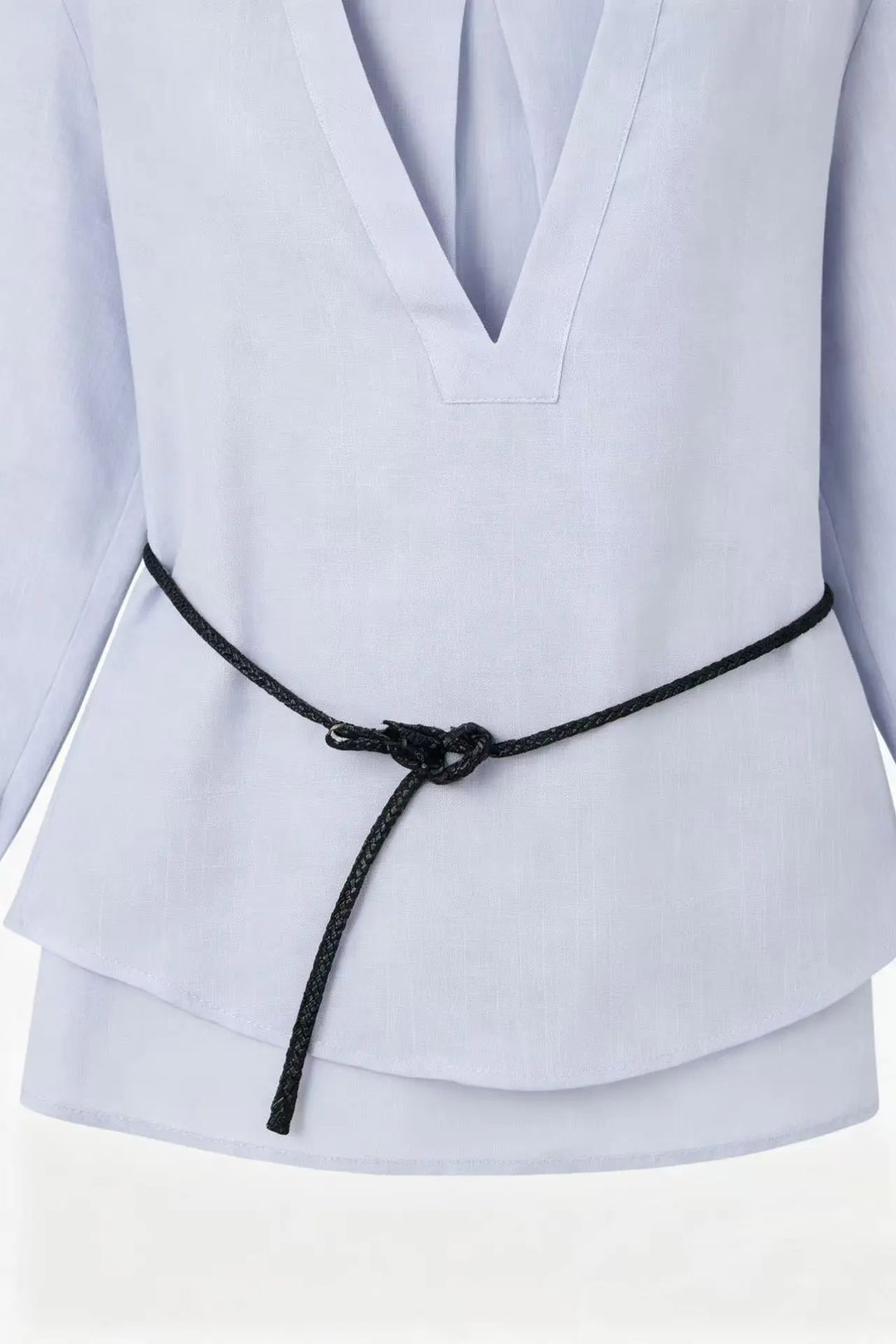 An image of a   S21618 Plunging V-Neck Blouse by  Mirra Masa