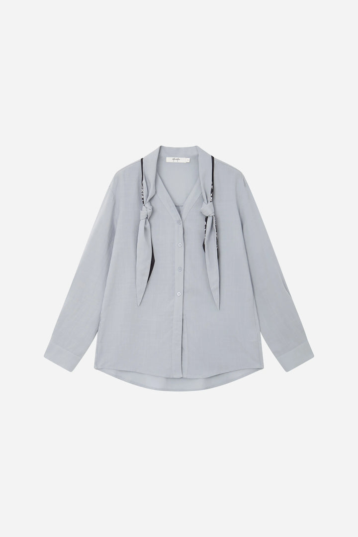 An image of a   S21644 Scarf Tie Button-Down by  Mirra Masa
