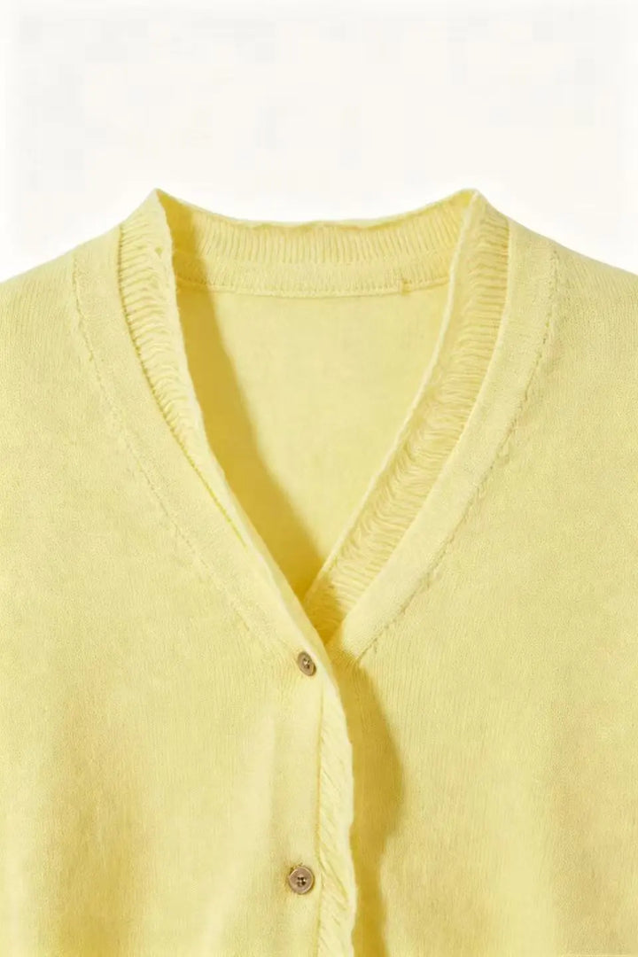 An image of a   S21735 Sheer V-Neck Cardigan by  Mirra Masa