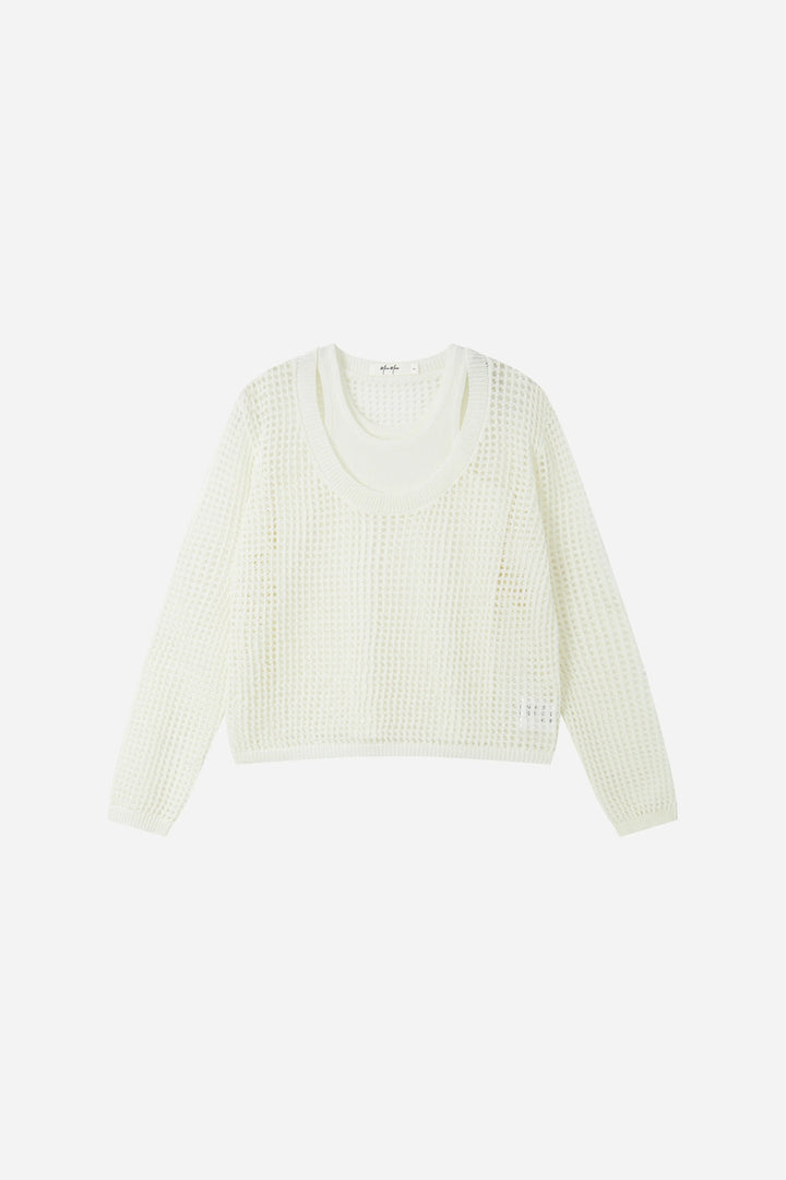 An image of a   S21796 Solstice Mesh Twin Set by  Mirra Masa
