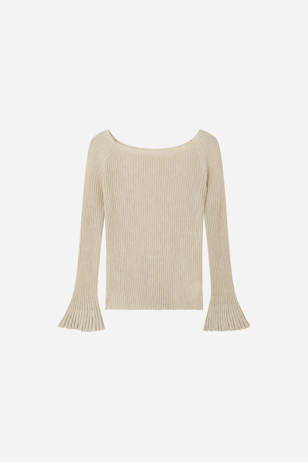 An image of a   S21910 Bell Sleeve Ribbed Knit by  Mirra Masa
