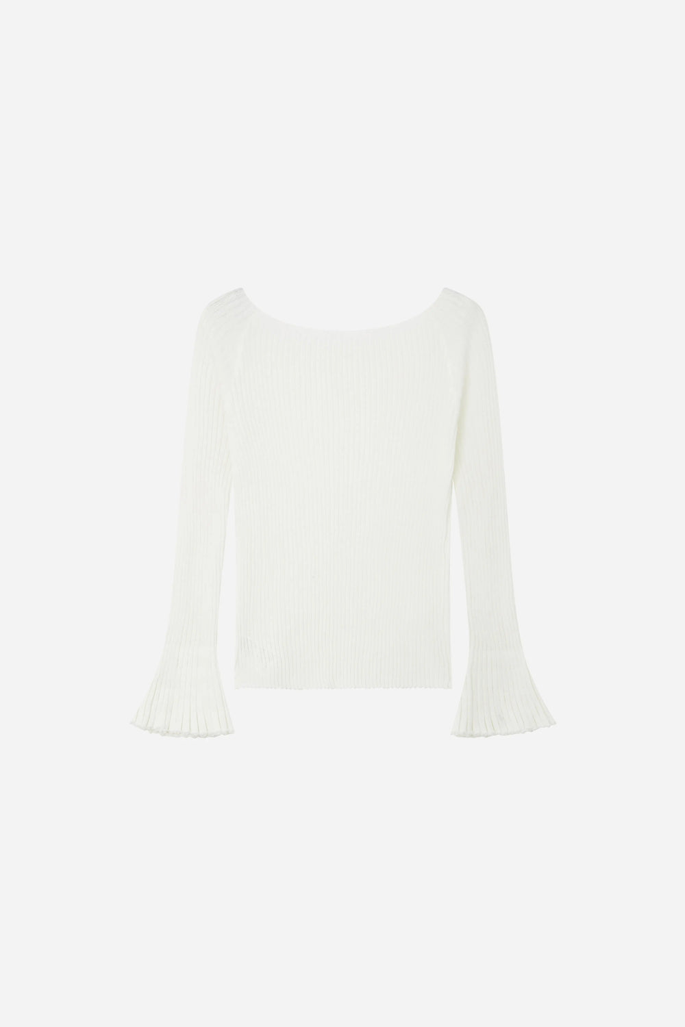 An image of a   S21910 Bell Sleeve Ribbed Knit by  Mirra Masa